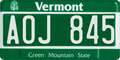 VT license plate AOJ845