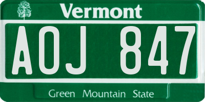 VT license plate AOJ847