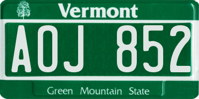 VT license plate AOJ852