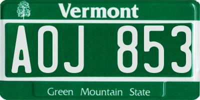 VT license plate AOJ853