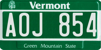 VT license plate AOJ854