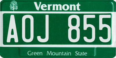 VT license plate AOJ855