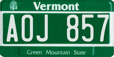 VT license plate AOJ857