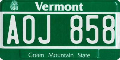 VT license plate AOJ858