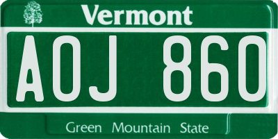 VT license plate AOJ860