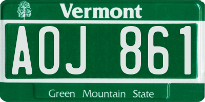 VT license plate AOJ861
