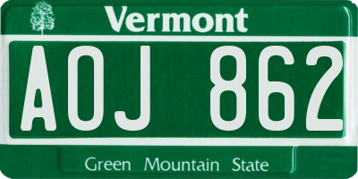 VT license plate AOJ862