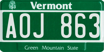 VT license plate AOJ863