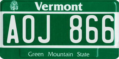 VT license plate AOJ866