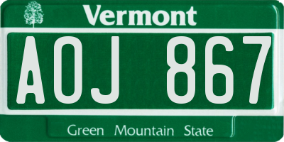 VT license plate AOJ867