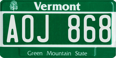 VT license plate AOJ868