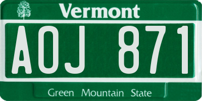 VT license plate AOJ871