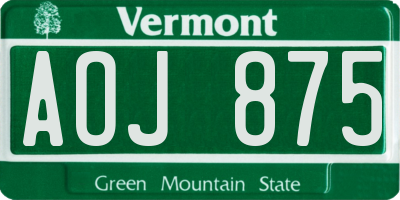 VT license plate AOJ875