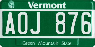 VT license plate AOJ876