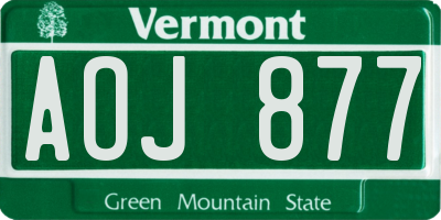 VT license plate AOJ877