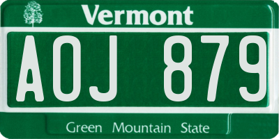 VT license plate AOJ879