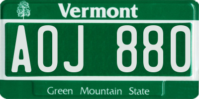 VT license plate AOJ880