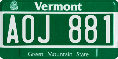 VT license plate AOJ881