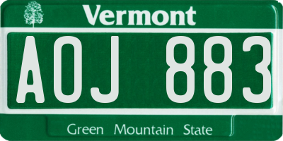 VT license plate AOJ883