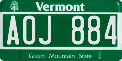VT license plate AOJ884