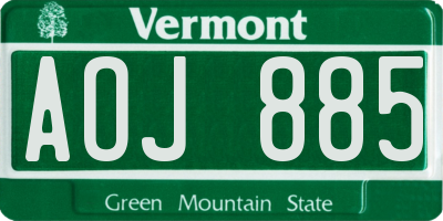VT license plate AOJ885