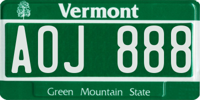 VT license plate AOJ888