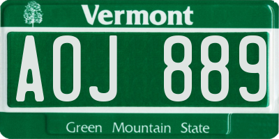 VT license plate AOJ889