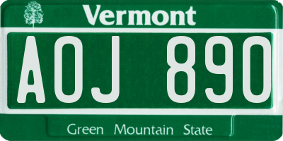 VT license plate AOJ890