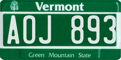 VT license plate AOJ893