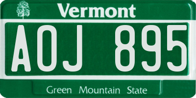 VT license plate AOJ895