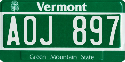 VT license plate AOJ897