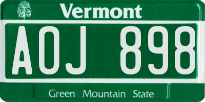 VT license plate AOJ898