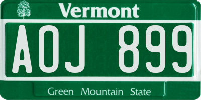 VT license plate AOJ899