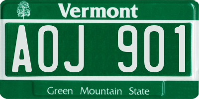 VT license plate AOJ901