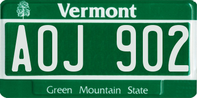 VT license plate AOJ902