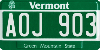 VT license plate AOJ903