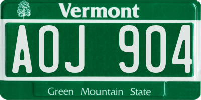 VT license plate AOJ904