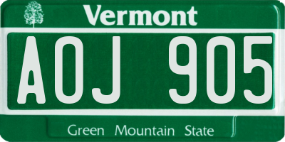 VT license plate AOJ905