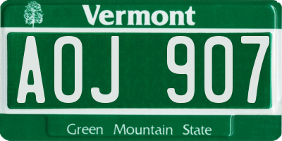 VT license plate AOJ907