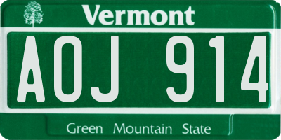 VT license plate AOJ914