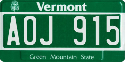 VT license plate AOJ915