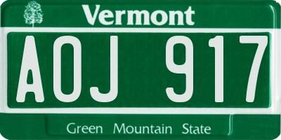 VT license plate AOJ917
