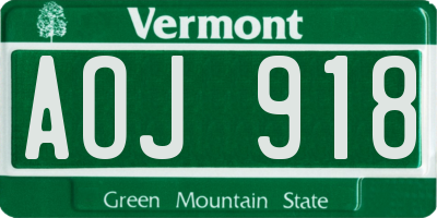 VT license plate AOJ918