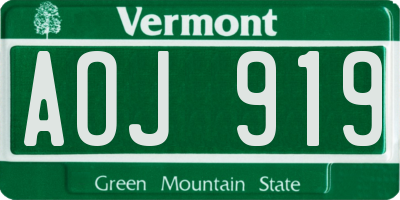 VT license plate AOJ919
