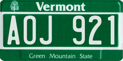 VT license plate AOJ921