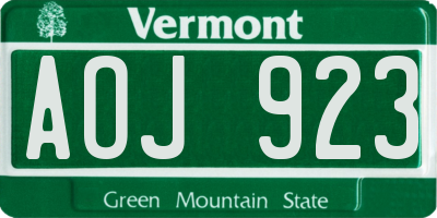 VT license plate AOJ923