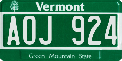 VT license plate AOJ924