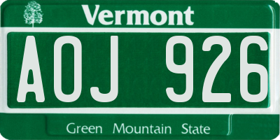 VT license plate AOJ926