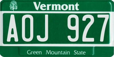 VT license plate AOJ927