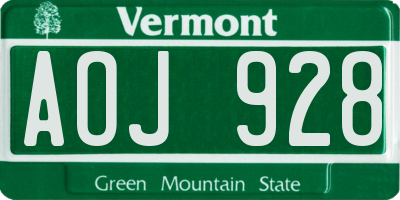 VT license plate AOJ928